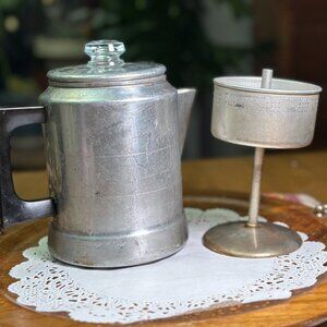 Vintage Aluminum Comet Coffee Percolator with Glass Top
